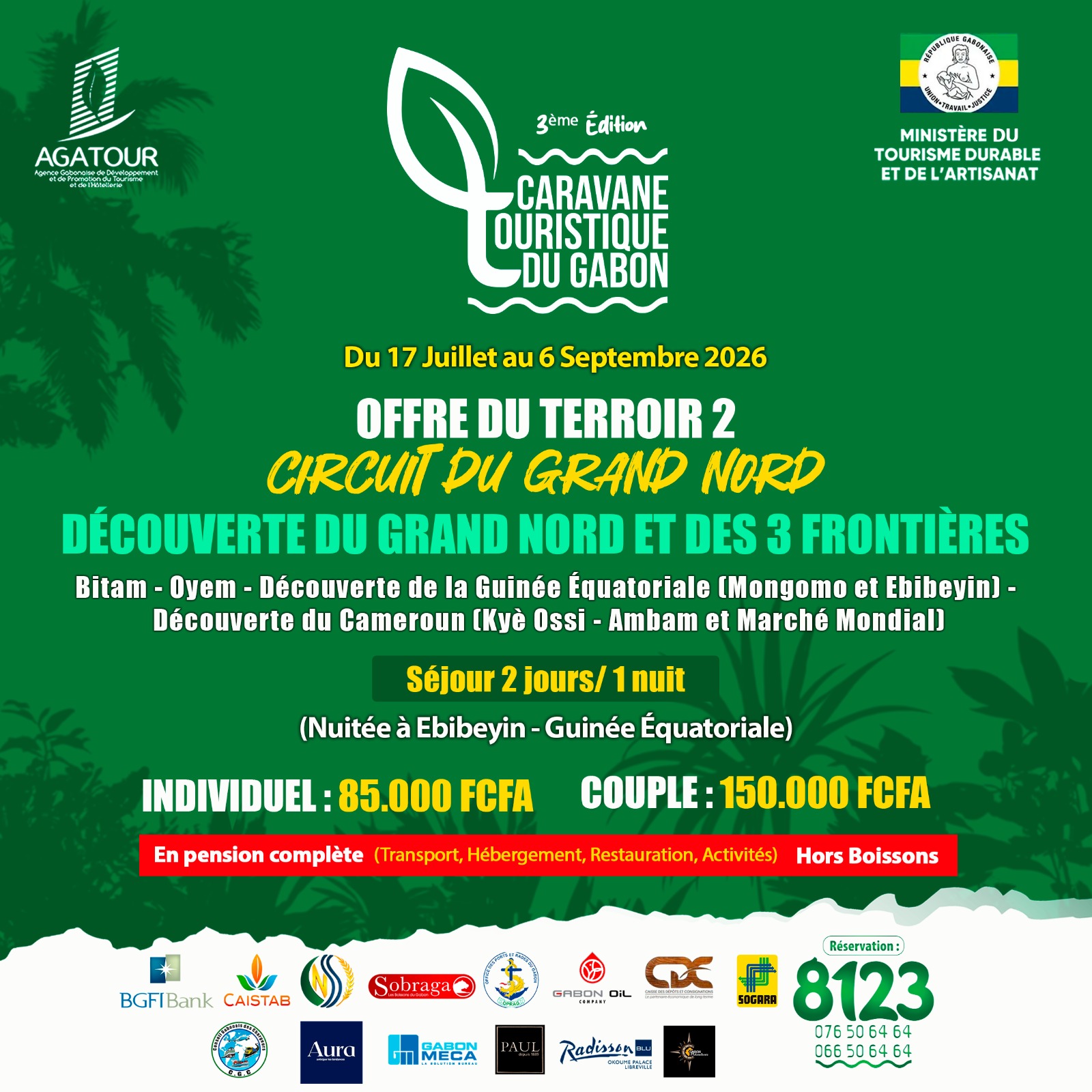 Caravane Touristique du Gabon –  Circuits du Grand Nord_RéservatIon jusqu’au 01 septembre 2026